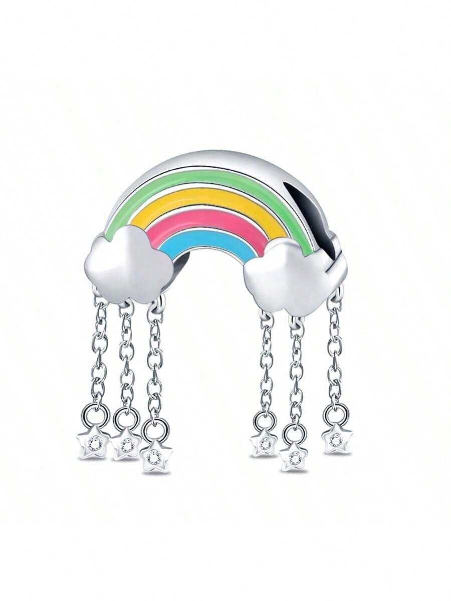 1pc925 Sterling Silver Rainbow Tassel Bridge DIY Jewelry Pendant Beads Suitable For Women's Bracelets And Necklaces Jewelry Accessories - Multicolor - View 1
