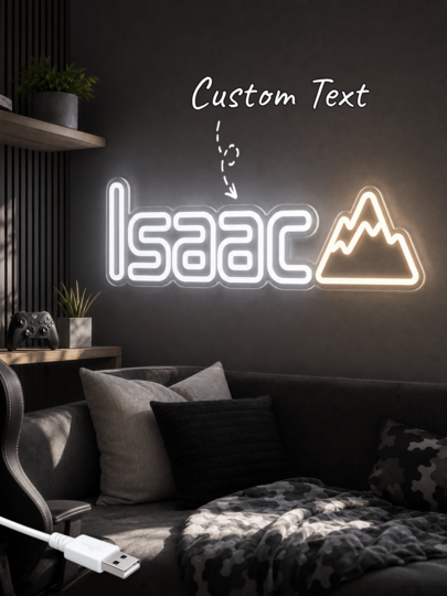 Customized Name Mountain Shape Neon Lamp, Flexible LED Neon Sign, Plug-In USB Decor Light For Kid Room, Baby Shower & Holiday Present
