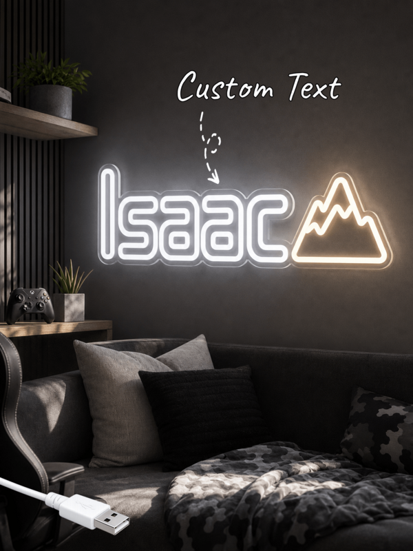 Personalisierte Bergform Neonlampe mit Namen, flexibles LED-Neonschild, USB-Stecker Dekorationsleuchte für Kinderzimmer, Babyparty & Feiertagsgeschenk