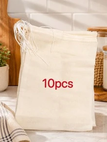 10/5pcs Reusable Drawstring Soup Bags - Multipurpose Tea, Spice And Cheese Cloth Filter Bags, Suitable For Cooking, Herbal Medicine And Bone Broth Brewing - Kitchen Essential Accessories - White - View 15