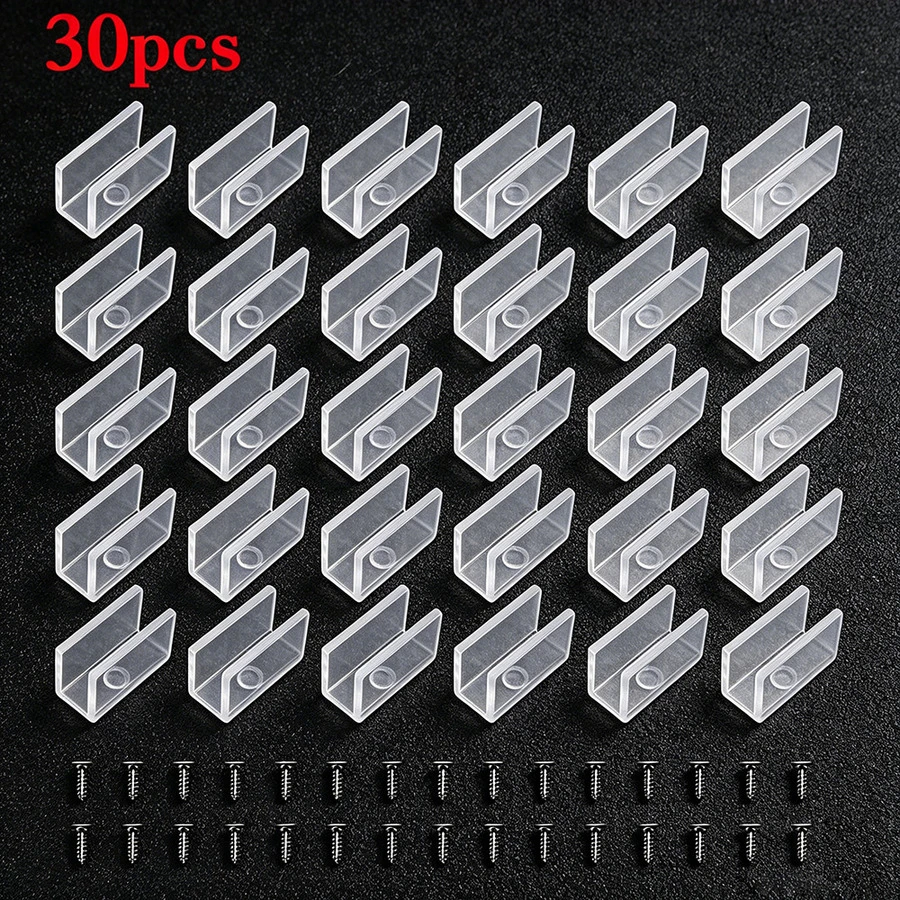 30pcs 6*12mm High Transparency PC Material LED Strip Fixing Clips, Heat Resistant U-Shaped Light Strip Mounting Brackets With Matching Installation Screws, Compatible With 2835/5050/5730 Model 6*12mm Flexible Neon Light Strips - 30 Sets Of PC6*12mm Long Strips (with Screws) - View 1