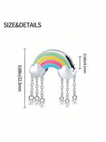 1pc925 Sterling Silver Rainbow Tassel Bridge DIY Jewelry Pendant Beads Suitable For Women's Bracelets And Necklaces Jewelry Accessories - Multicolor - View 3