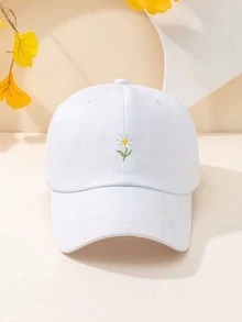 1/2pcs Unisex Y2K Style Embroidered Floral Baseball Cap, Outdoor Daily Commute Minimalist Y2K Baseball Cap, Youth Fashion Sun Hat - White - View 6