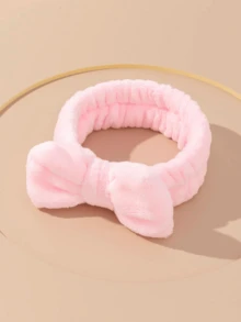 1 pieza Diadema de baño rosa, diadema de maquillaje facial con decoración de lazo de poliéster lindo, adecuada para baño, regalo de Navidad, decoración del hogar y baño, verano - Multicolor - Ver 5