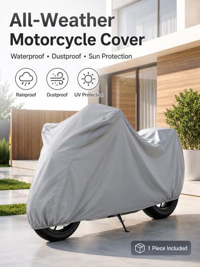 1 pieza Funda universal para motocicleta - Diseño protector a prueba de polvo & impermeable, material de tela Oxford duradero, dobladillo elástico & hebilla segura, se adapta a la mayoría de las motocicletas, almacenamiento al aire libre para todo tipo de clima, funda protectora para motocicleta, múltiples colores disponibles