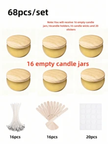 30 buah, 2 Toples Lilin Polos Emas dengan Tutup Motif Kayu - Wadah Logam Premium Cocok untuk Proyek DIY dan Penggunaan Sehari-hari - Berbagai gaya - View 10