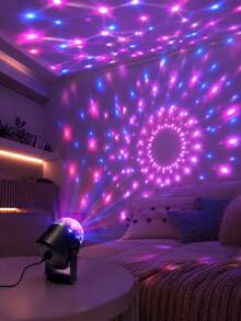 1個 [LED夜燈] USB供電彩色星空氛圍燈，精巧桌面投影式 | 適用於床邊、宿舍、派對 - 彩色 - 查看 3