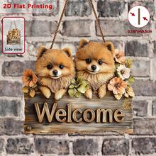 2D Flat 1pc Bohemian Style Pomeranian Welcome Sign - Wooden Wall Hanging Decor Suitable For Dog Themed Decoration With Pomeranian Pattern Asymmetrical Shape Fits Narrow Space Pet Owner Holiday Gift 2D Flat - Multicolor - View 6