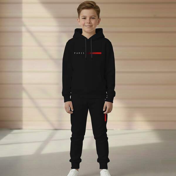 Conjunto Moletom Paris Infantil Kit Blusa Canguru e Calça Flanelado Blusão De Frio Do Tamanho 2 ao 16