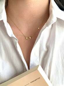 1 pieza Collar de mariposa de circonita cúbica de moda, chapado en oro de 18k, estilo minimalista elegante de lujo ligero, adecuado para el uso diario de las mujeres - Mariposa - Ver 11