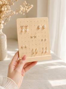 1PC/2PCS Giá treo trưng bày bông tai mini phong cách vintage màu gỗ óc chó, giá treo trang sức đứng sáng tạo bằng gỗ, giá lưu trữ bông tai - Nhiều màu - Xem 12