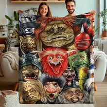 超柔软法兰绒毛毯，采用电影《迷宫》风格设计 - Jareth Goblin King & Fantasy Creatures，舒适的四季盖毯，适合沙发、床、办公室和旅行，色彩鲜艳，是送给粉丝的绝佳礼物 - XYW-67 - 查看 1