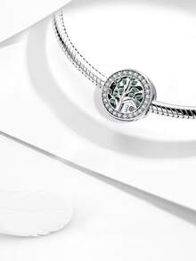 1 Stück 925 Sterling Silber Unendlichkeits-Lebensbaum Charm Perle, geeignet für Frauen Armband, Armreif DIY Schmuckherstellung, tägliche Dekoration - Baum des Lebens - Übersicht 2
