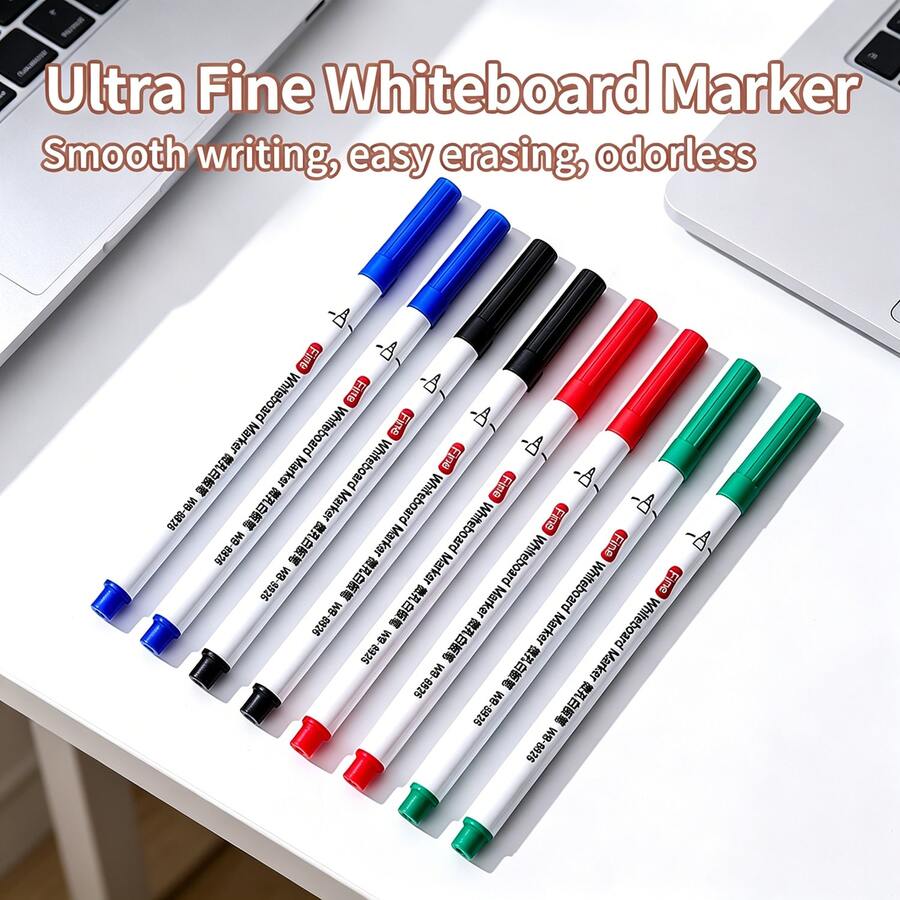 2pieces/4pieces Colour Erasable Whiteboard Marker Pens, Ultra-Fine 0.5mm, Teaching Office Stationery, Creative Color Markers, Water-Based Black Dry Erase Markers, Suitable For Halloween, Christmas, School Stationery, Professional Art Use - Multicolor - View 1