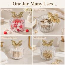 12/5/1pc Transparent Acrylic Mini Storage Box, Gold Butterfly Lid Candy Jar, Transparent Jewelry Storage Container, Cute Desktop Ornament Box, Suitable For Cleaning Swabs, Earrings, Rings, Candy, Vanity Decor And Gifts - View 2