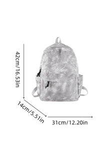1pc Boys Girls Tie-Dye Nylon Zipper Closure Fashion Backpack Student School Bag Suitable For All Seasons Daily Use - A - View 4