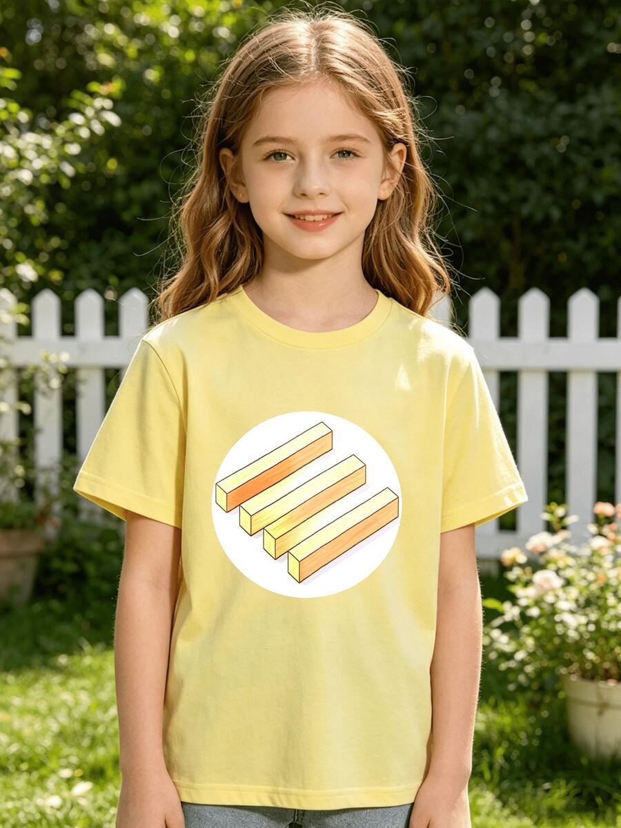 Women's Comfortable T-Shirt With Round Neck, Short Sleeve, Cotton Blend, Soft And Breathable, Casual Clothing For Spring And Summer, Urban Style - Yellow - View 1