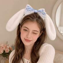 1件 MINISO Sanrio Cinnamoroll 白色長耳朵髮箍 女款洗臉髮帶 開學必備 閨蜜情侶配對禮物 - 彩色 - 查看 3
