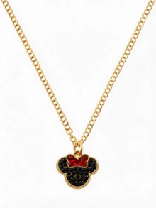 Miniso Disney Minnie Mouse Rhinestone Pendant Necklace 1Pc Gold Or Silver Tone Red Bow Lightweight For Women Daily Gift - XL0753 - View 5
