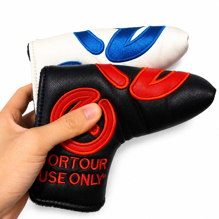 Multiple Styles Blade Putter Headcover Design, Golf Putter Headcover, PU Leather, Hook And Loop Closure, Embroidered Logo - White - View 1