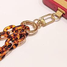 Leopard Print Acrylic Phone Charm Chain, Phone Pendant Bag Keychain Phone Chain Premium Durable And Fashionable Daily Carry Accessory, Gift, Couple Accessory, Women's Car Key Charm Bag Pendant Men's Gift Women's Gift Couple Gift, Minimalist Keychain Key Ring Lanyard Pendant, Couple Keychain Bag Strap Bag Chain Vintage Niche Thick Chain Accessory Shoulder Crossbody Bag Chain Detachable Single Purchase - Burnt Orange - View 4