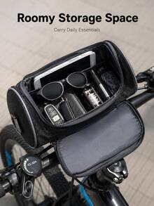 Waterproof Bicycle Handlebar Bag, Large Capacity Oxford Cloth Front Storage Pouch Suitable For Mountain Bike/Electric Bike/Scooter, Can Hold Phone, Sunglasses, Keys And Tools, Versatile For Commuting And Outdoor Riding - A - View 3