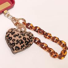 Leopard Print Acrylic Phone Charm Chain, Phone Pendant Bag Keychain Phone Chain Premium Durable And Fashionable Daily Carry Accessory, Gift, Couple Accessory, Women's Car Key Charm Bag Pendant Men's Gift Women's Gift Couple Gift, Minimalist Keychain Key Ring Lanyard Pendant, Couple Keychain Bag Strap Bag Chain Vintage Niche Thick Chain Accessory Shoulder Crossbody Bag Chain Detachable Single Purchase - Burnt Orange - View 1