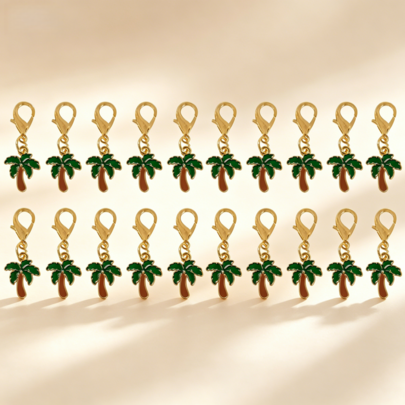 20pcs Green Coconut Tree Keychains With Lobster Clasp, Plant Pendant Key Rings For Bag/Zipper/Shoes Decoration, Birthday, Christmas, Valentine's Day, Graduation Anniversary Gift
