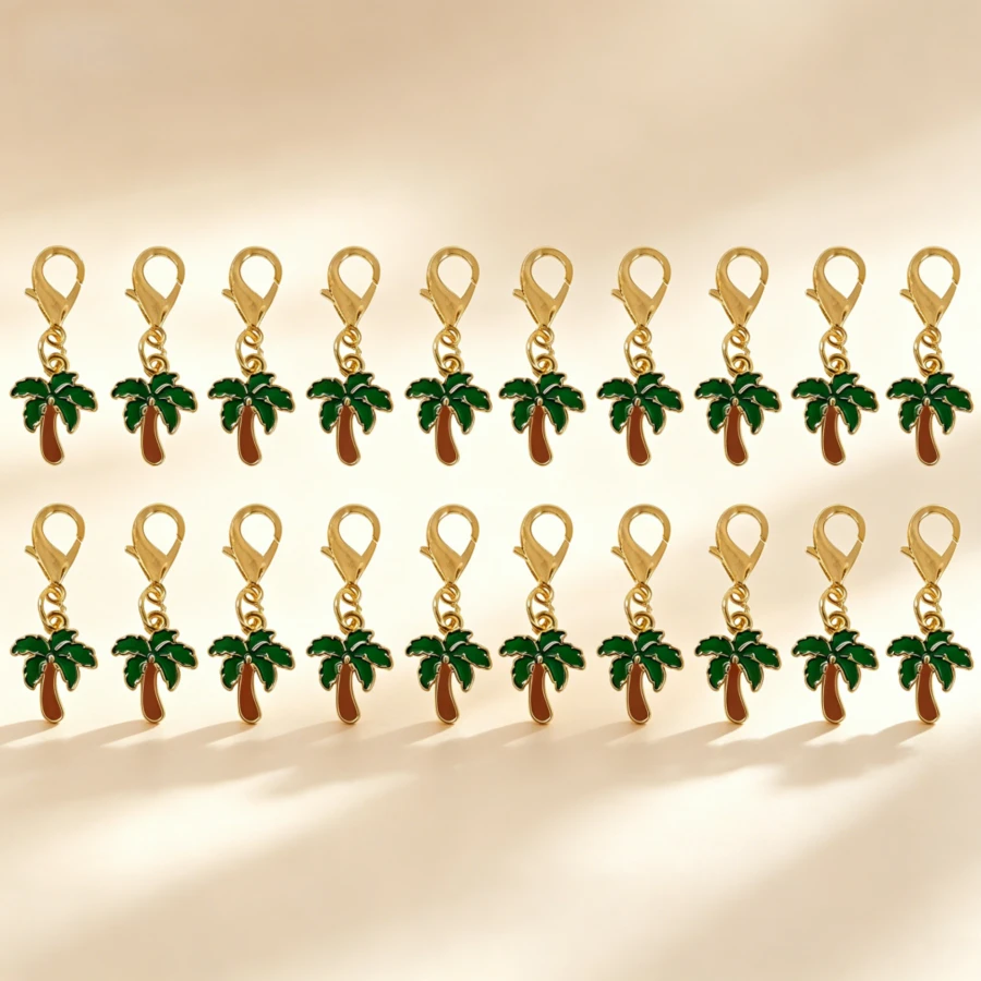 20pcs Green Coconut Tree Keychains With Lobster Clasp, Plant Pendant Key Rings For Bag/Zipper/Shoes Decoration, Birthday, Christmas, Valentine's Day, Graduation Anniversary Gift - Green - View 1