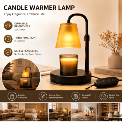 1PCS Matte Metal Wax Melting Lamp, Height Adjustable Aromatherapy Lamp With Tim…