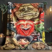 超柔软法兰绒毛毯，采用电影《迷宫》风格设计 - Jareth Goblin King & Fantasy Creatures，舒适的四季盖毯，适合沙发、床、办公室和旅行，色彩鲜艳，是送给粉丝的绝佳礼物 - XYW-67 - 查看 3