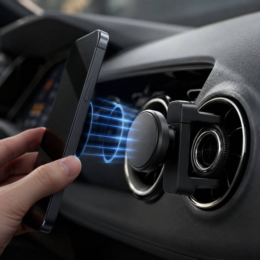 1pc Upgraded Magnetic Car Phone Holder, Anti-Shake Air Vent Dual Lock Clip Design, Protects Car Interior, Slim Compact Fast Magnetic Attachment, Essential For Daily Driving And Travel, Hands-Free Driving, Suitable For Road Trips, Father's Day, Graduation Season, Summer - W41 - View 1