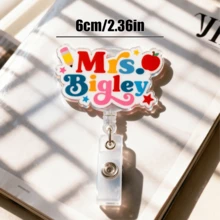 Customized Teacher Name Badge Scroll-Style Personalized ID Holder, Keychain, Fridge Magnet, Teacher Gift, Student Appreciation Gift, Back To School Teacher Exclusive Gift, Customized Wildflower Wooden Gift, Also Perfect For Women, Boyfriend, Girlfriend, Family Or Friends, Cute Retractable Badge Holder Designed For Nurses, Teachers, Students And Office Workers - H-custom Letter Accessories - View 15