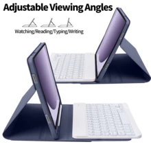 Detachable Colorful Backlit Bluetooth Keyboard Case, Ultra-Thin Lightweight Stand Protective Cover With Pen Slot (Excluding Apple Pencil), Compatible With Samsung Galaxy Tab / / Pad SE (Lavender Purple) - Lavender Purple - View 4