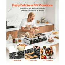 50PCS Mini Dutch Pancake Maker, Non-Stick Stainless Steel Dorayaki Baker, 1800W Commercial Electric Poffertjes Grill Pan, Dual Temp & Time Control, For Kitchen Restaurant Breakfast Dessert - NP-54350 Type - View 3