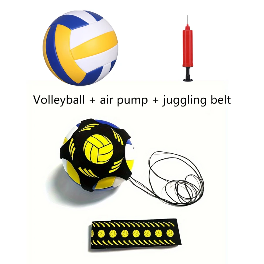 Volleyball Training Set (Volleyball + Pump + Training Strap) - Classic Yellow Blue White Size 5 Volleyball, Outdoor Training Volleyball, - Suitable For Beginners Or Sports Enthusiasts, Applicable For Indoor Training And Other Scenarios - Yellow, Blue and White - View 1