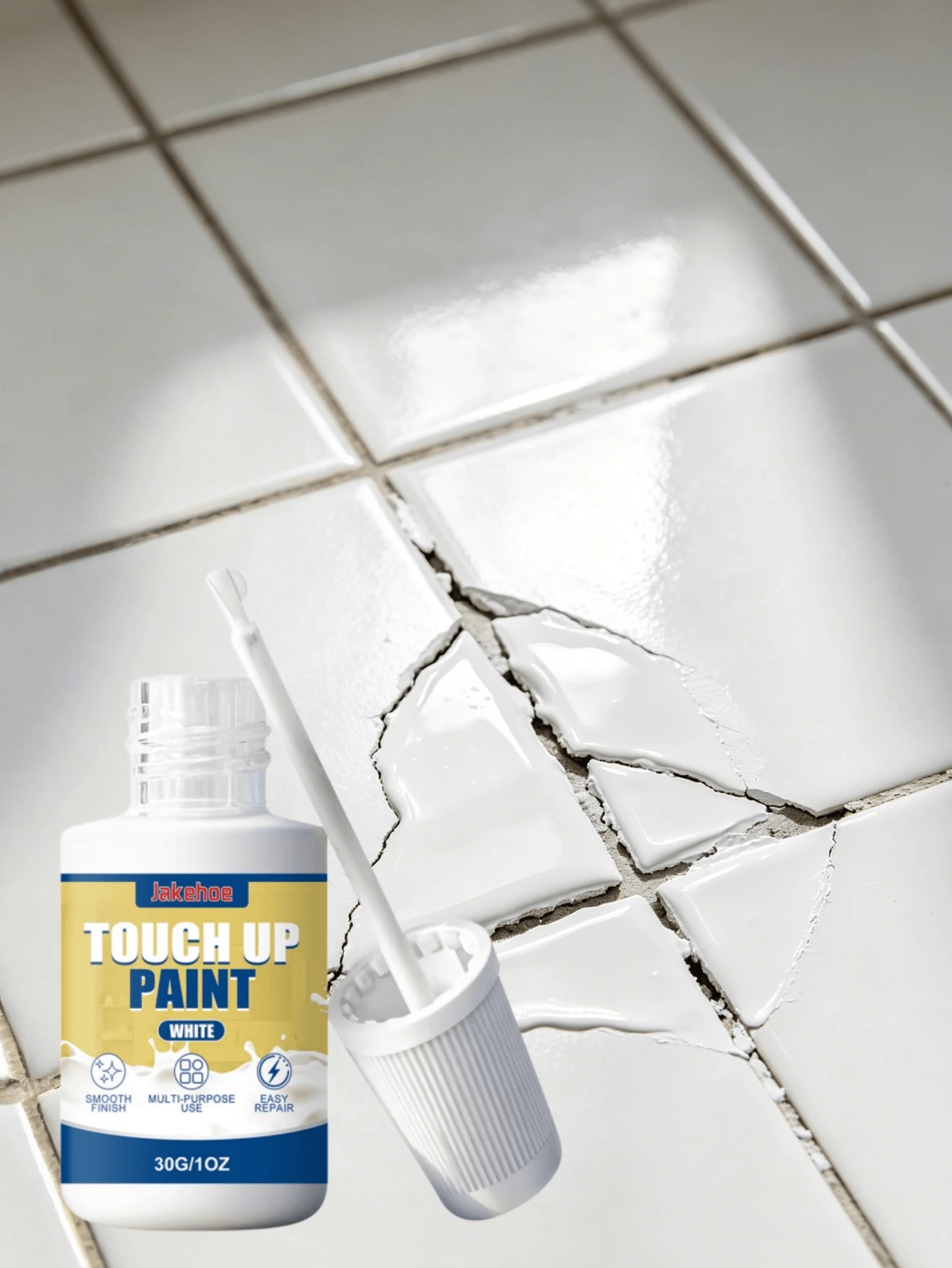 White Tile Repair Paint, Waterproof Coating For Scratches, Wear And Cracks, Multi-Purpose Repair And Refurbishment For Toilet/Bathtub/Tile/Ceramic Glazed Surfaces, Moisture-Proof, Mold-Resistant, Anti-Yellowing