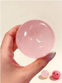 Cherry Blossom Pink + Light Sea Blue Color Round Slow Rebound Squeeze Toy, Soft Texture Can Be Freely Squeezed And Kneaded, Transparent Texture Can Also Be Used As A Desktop Decoration, It Is A Stress Relief Tool For Students And Adults To Relieve Anxiety And Relax Their Mood, It Is Also An Ideal Gift For Holidays, Birthdays, Parties And Other Occasions - Multicolor - View 3
