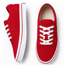 Women's Canvas Sneakers, Casual Skate Shoes, Basic Comfortable, Lightweight, And Affordable Everyday Wear. - 紅色 - 查看 3