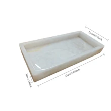 White Jade Stone Tray, Natural Stone Storage Tray, Aesthetic Vanity Tray Suitable For Cosmetics, Jewelry, Candles, Coffee Table Storage Decor Stone - White Marble Tray - View 8