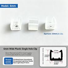 30pcs 6mm Single Hole PC Plastic Snap-In LED Strip U-Shaped Mounting Clips With Installation Screws, Compatible With Flexible Neon PCB Soft Light Strips - 30-pack, 6mm Wide Single Buckle - View 2