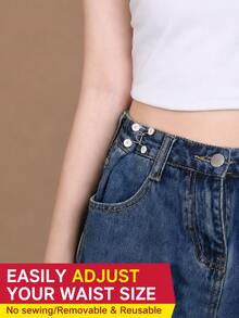 8pcs Round Waist Cinching Clips, Suitable For Jeans, Skirts, Pants, Collars, Unisex, High-Quality Metal Material, Durable, Quick Adjustment Without Tools, Metal Anti-Slip Brooch, Fashionable Detachable Pant Clips, Travel Essential, Gift For Mom - Multicolor - View 5