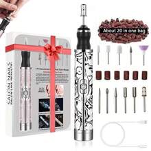 GANLAIX USB Rechargeable Electric Nail Drill Set, Electric Nail File And Polisher, Dual Speed Forward/Reverse, Suitable For Thick Nails, Manicure And Pedicure Polishing Tool, Unisex Christmas Gift - 黑與白 - 查看 10