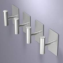 304 Stainless Steel Hooks Available In Black And Gray; Waterproof And Rust-Resistant, Featuring A Drill-Free, Self-Adhesive Design. These Practical Hooks Are Ideal For Bathrooms, Walk-In Closets, And Organizing Everyday Household Items. - Multicolor - View 10