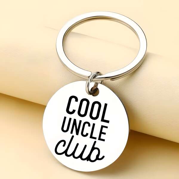 1 pièce Porte-clés en acier inoxydable thème "Cool Uncle Club" – Porte-clés style minimaliste pour hommes, convient pour les collègues, les amis et la famille – Cadeau pour les anniversaires, les fêtes, le Nouvel An ou les occasions professionnelles