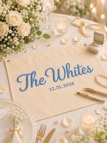 Pancarta de Boda Bordada Personalizada - El texto se puede personalizar para la novia; también es adecuada para decoración de aniversario o cumpleaños - Multicolor - Ver 6