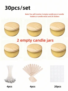 30 buah, 2 Toples Lilin Polos Emas dengan Tutup Motif Kayu - Wadah Logam Premium Cocok untuk Proyek DIY dan Penggunaan Sehari-hari - Berbagai gaya - View 8