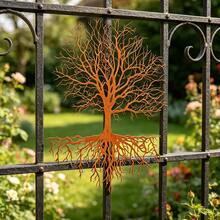 1pc Tree Of Life Rusty Metal Wall Art Sculpture - 11.02 X 15.75 Inches - Add Rustic Charm To Your Garden With Iron Fence Decor - Natural Rustic Style Accent - Perfect For Garden, Home And Yard Decor, Rustic Rusty Gift Idea, And Outdoor Decor Inspiration - C - View 9