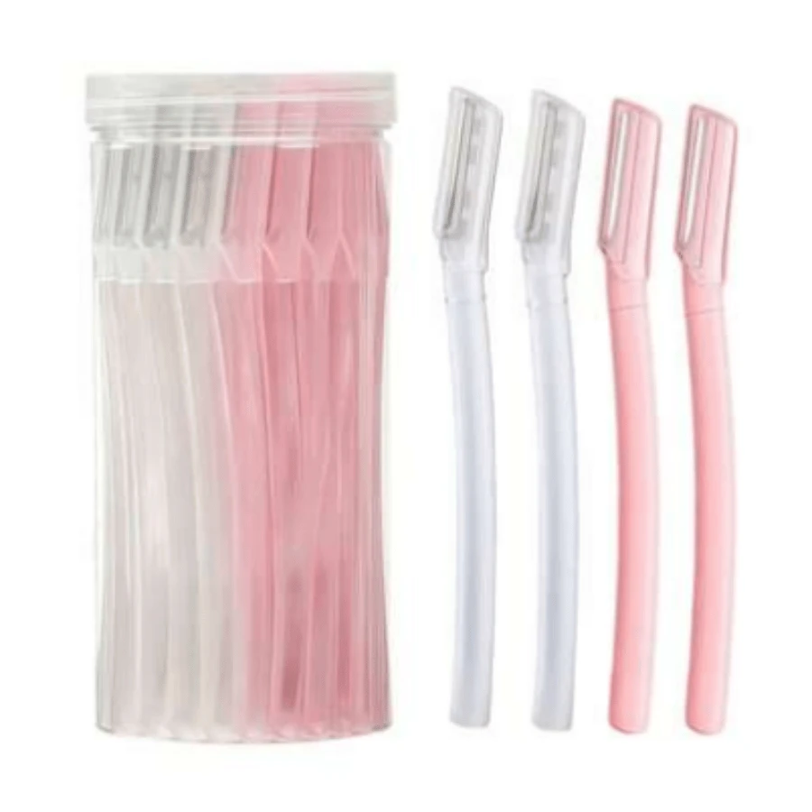12 Stücke minimalistischer neutraler Augenbrauen-Trimmer, Edelstahlklinge mit Schutzkappe, sanfter peelender Gesichts-Haarentferner, rutschfester Griff, Unisex, geeignet für Zuhause, Salon, Reisen, Geburtstag, Valentinstag, Vatertag, Abschlussgeschenk - A - Übersicht 1