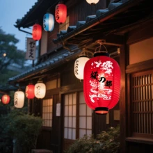 日式傳統防水吊掛布燈 櫻花造型 東亞風情 餐廳婚禮儀式宴會用 旗袍居家中國風 古風梅花紙燈 劇團文化節派對裝飾燈 - 櫻之都紅 - 查看 3